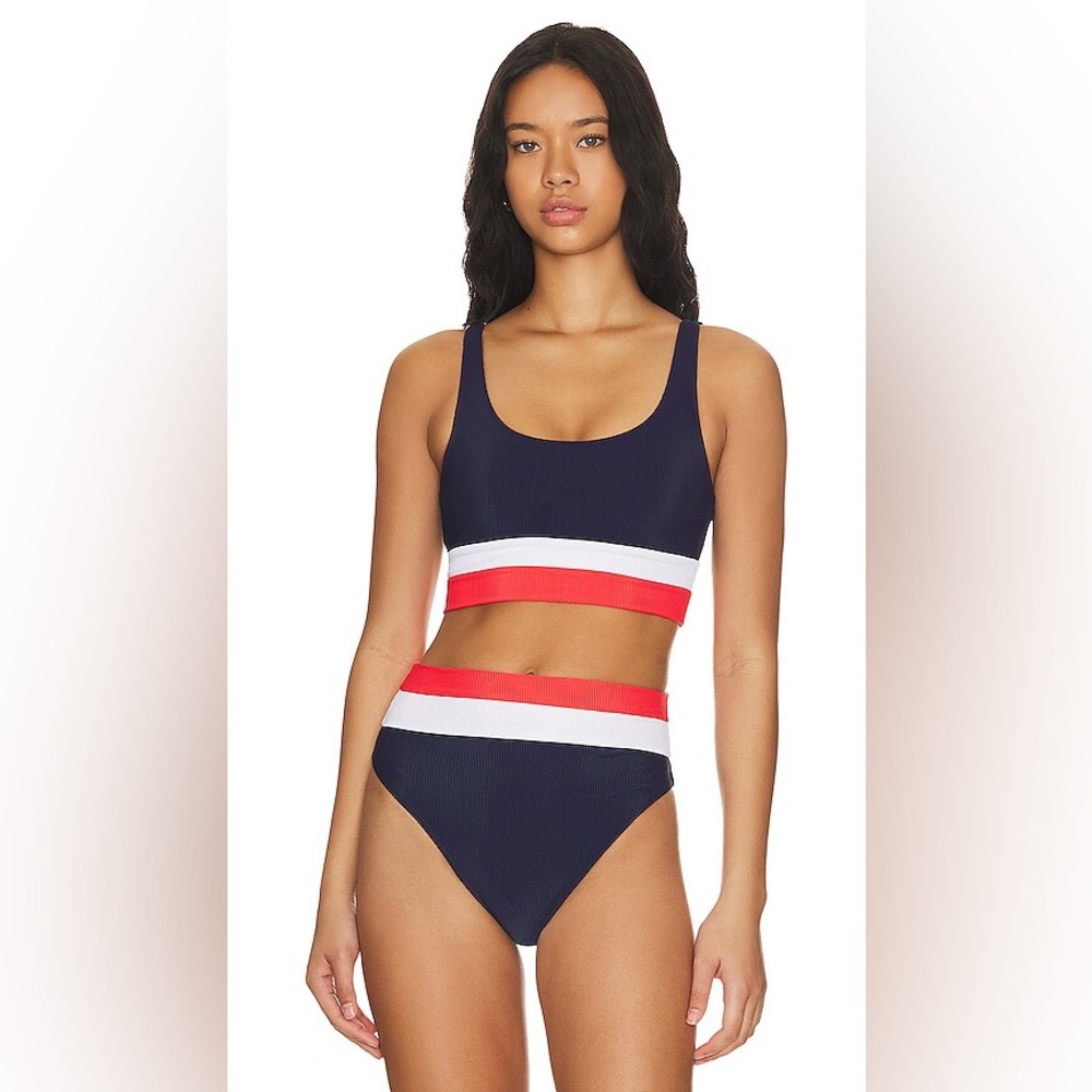 ▪️Beach Riot Mackenzie Bikini Top in Liberty Colorblock Red White Blue XS